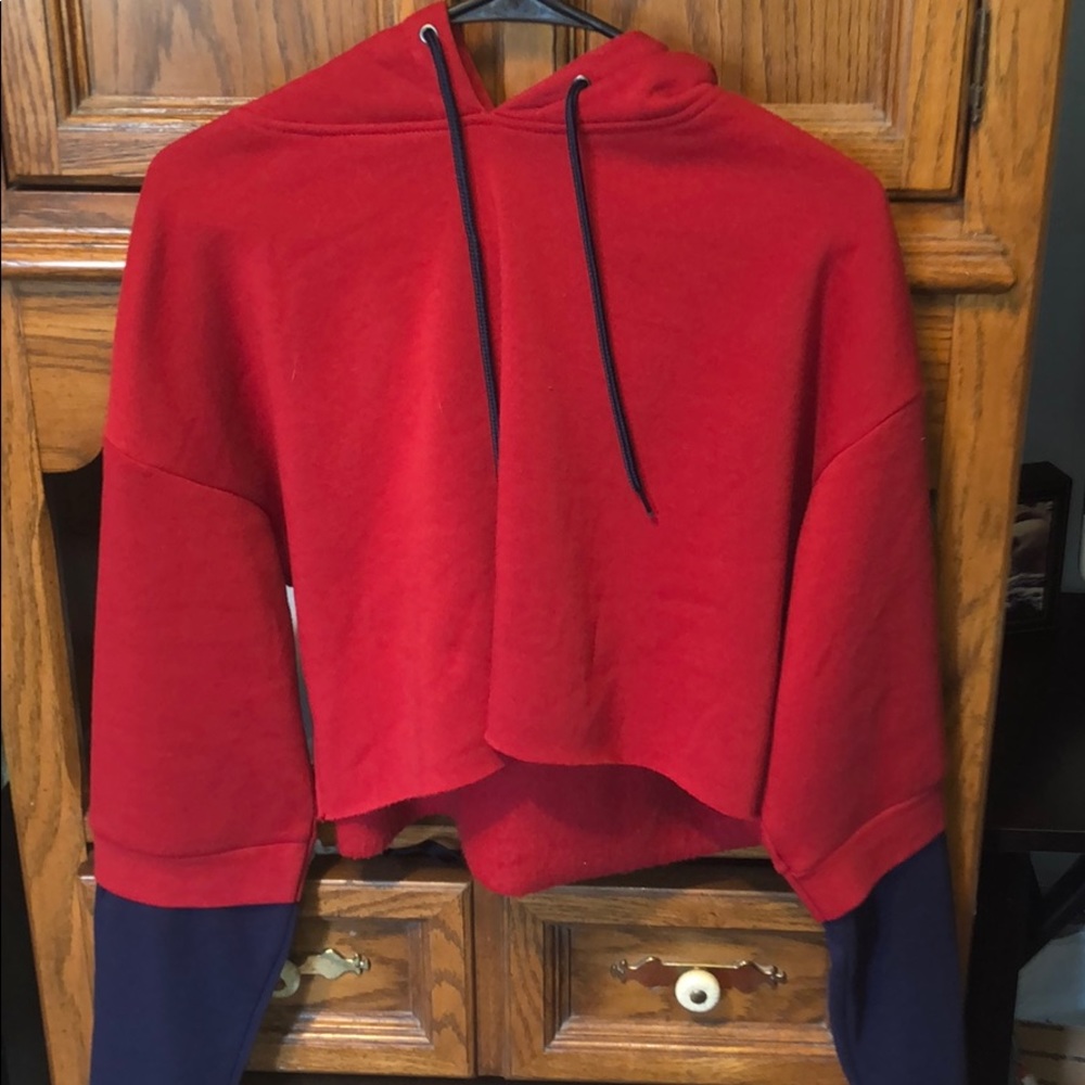 SALE 20% OFF red and Blue crop hoodie